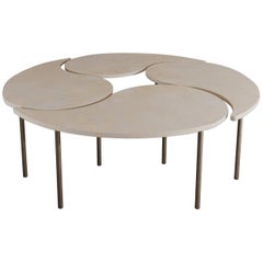 Capra Coffee Table in Parchment and Bronze by Aguirre Design 