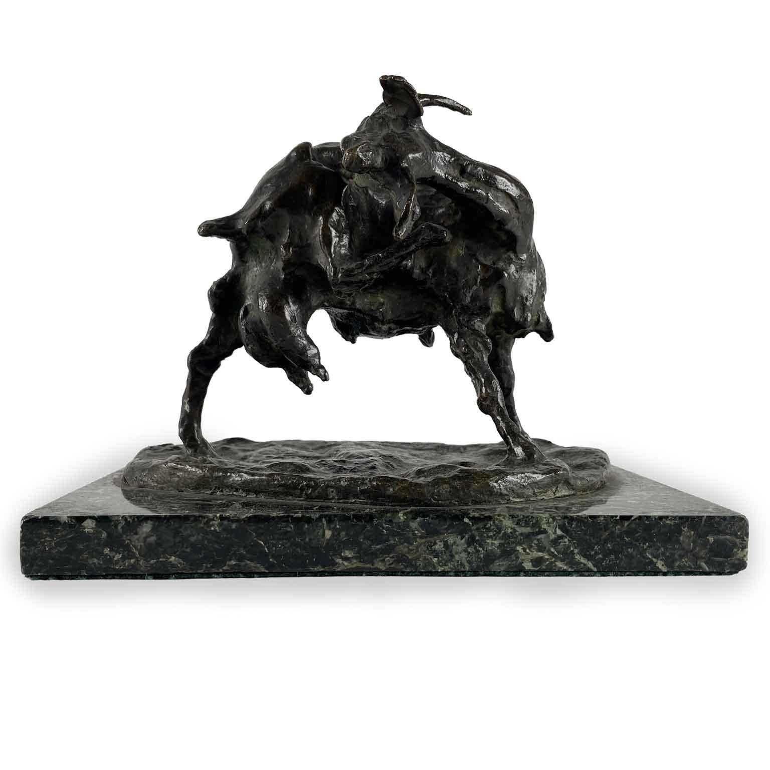 Cabra de bronce de principios de 1900 del escultor italiano Ernesto Bazzaro en venta 1