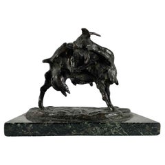 Chèvre en bronze début 1900 par le sculpteur italien Ernesto Bazzaro