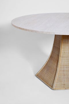 "Caprarola" Rattan and Travertine Dining Table, Barracuda Edition