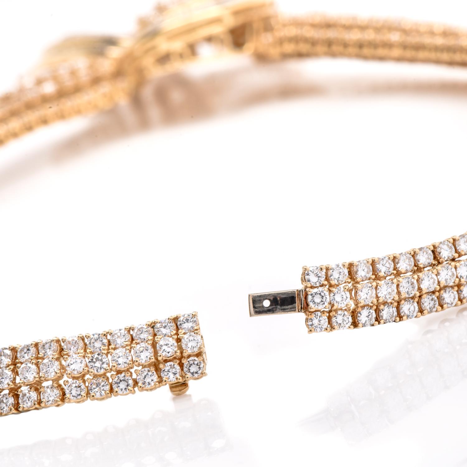  Capri Collier fantaisie nœud de foulard en or 18 carats avec diamants 122,50 carats  Excellent état - En vente à Miami, FL