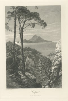Capri, Golfo di Napoli, antica incisione su acciaio tratta da un’opera di H. Fenn, 1878 circa