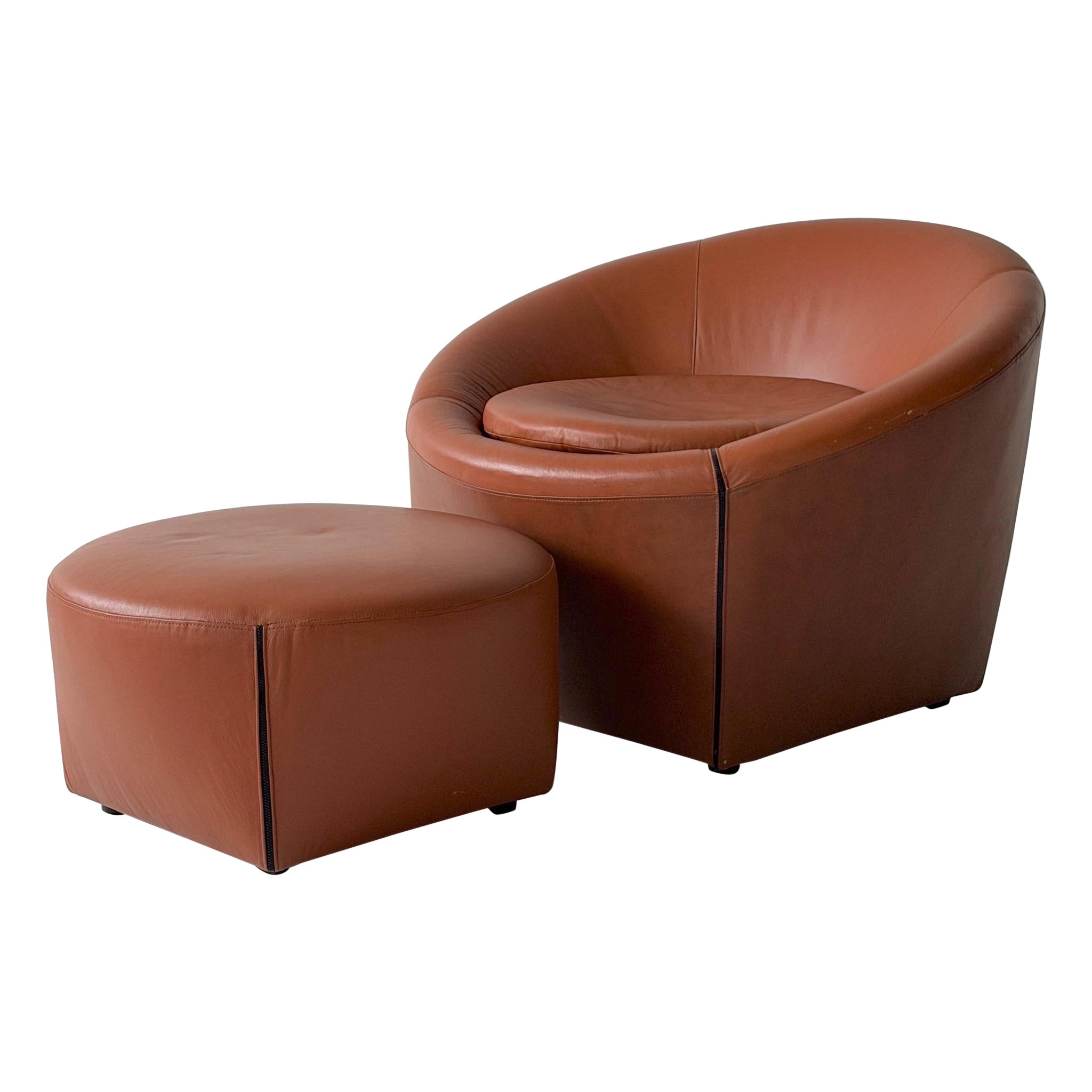 Chaise Capri + Ottoman par Minotti en vente