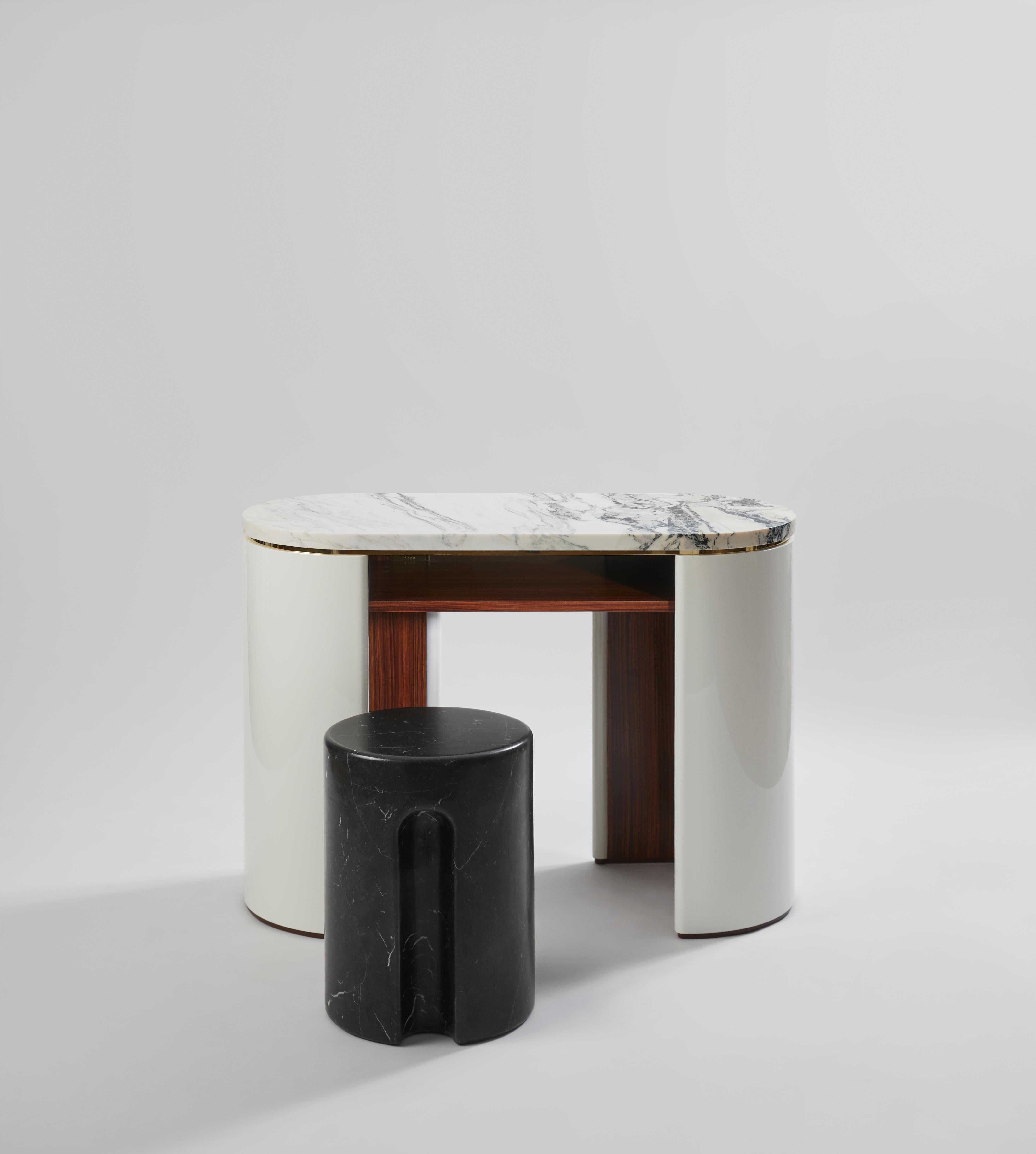 Marble and lacquered Wood Console Capri with Brass Details by Hervé Langlais In New Condition For Sale In Paris, FR