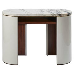 Marble and lacquered Wood Console Capri with Brass Details by Hervé Langlais