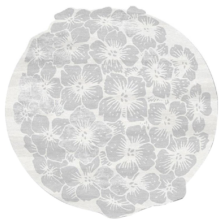 "Capri" Tapis contemporain de forme irrégulière en laine et soie de l'Himalaya