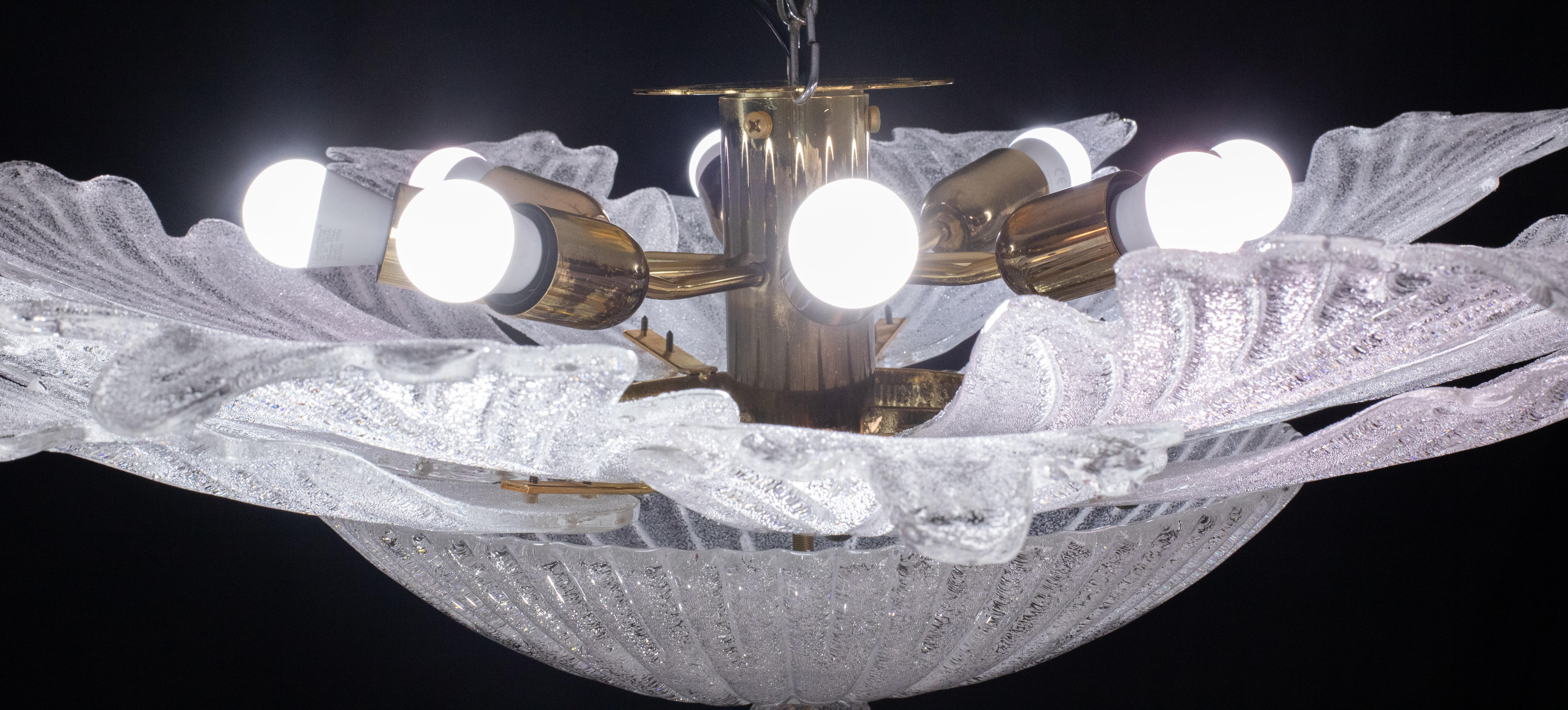 Capri, Extra Large Big Size Vintage Murano Trasparent Glass Ceiling Light 6