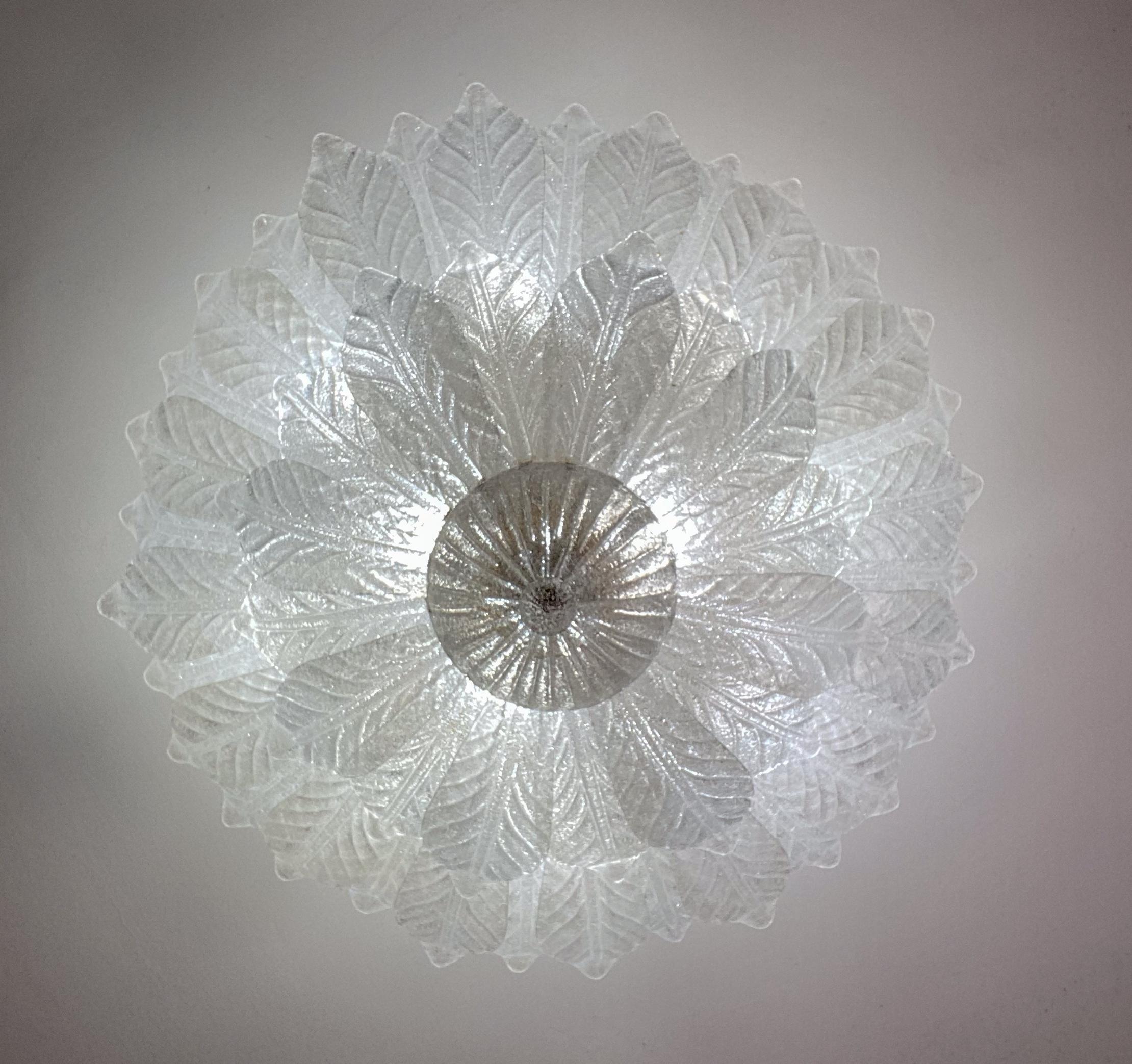 Capri, Extra Large Big Size Vintage Murano Trasparent Glass Ceiling Light 13