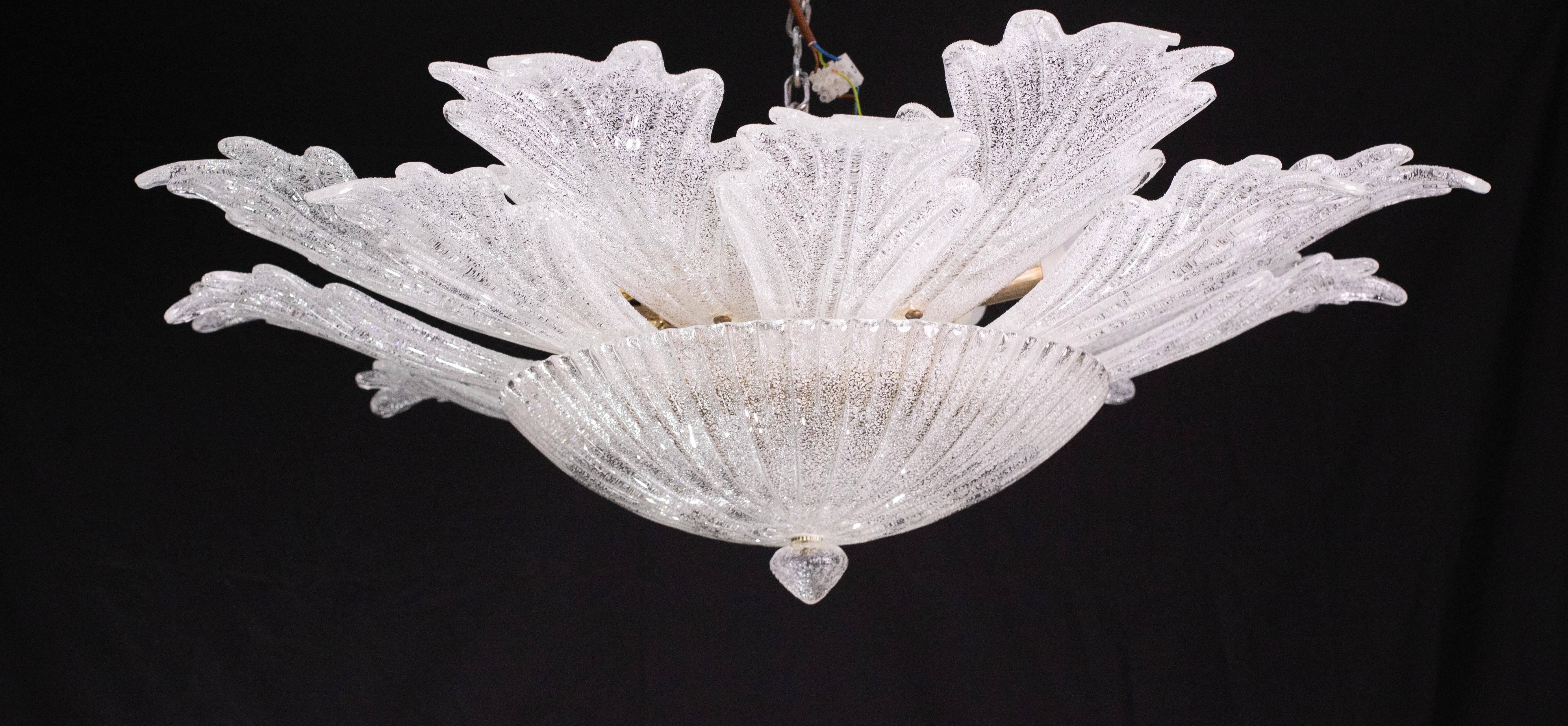 Capri, Extra Large Big Size Vintage Murano Trasparent Glass Ceiling Light In Good Condition In Roma, IT
