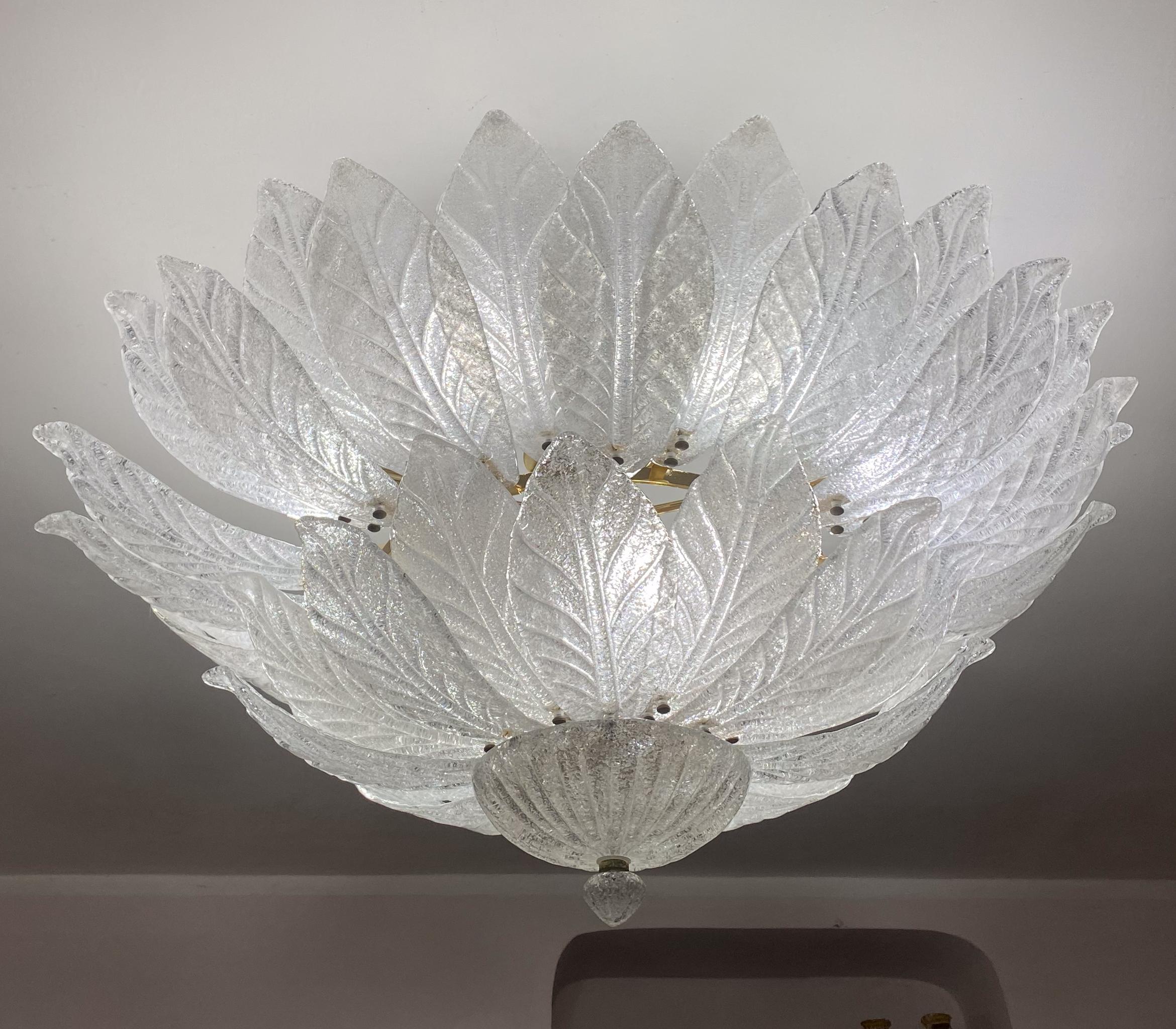 European Capri, Extra Large Big Size Vintage Murano Trasparent Glass Ceiling Light