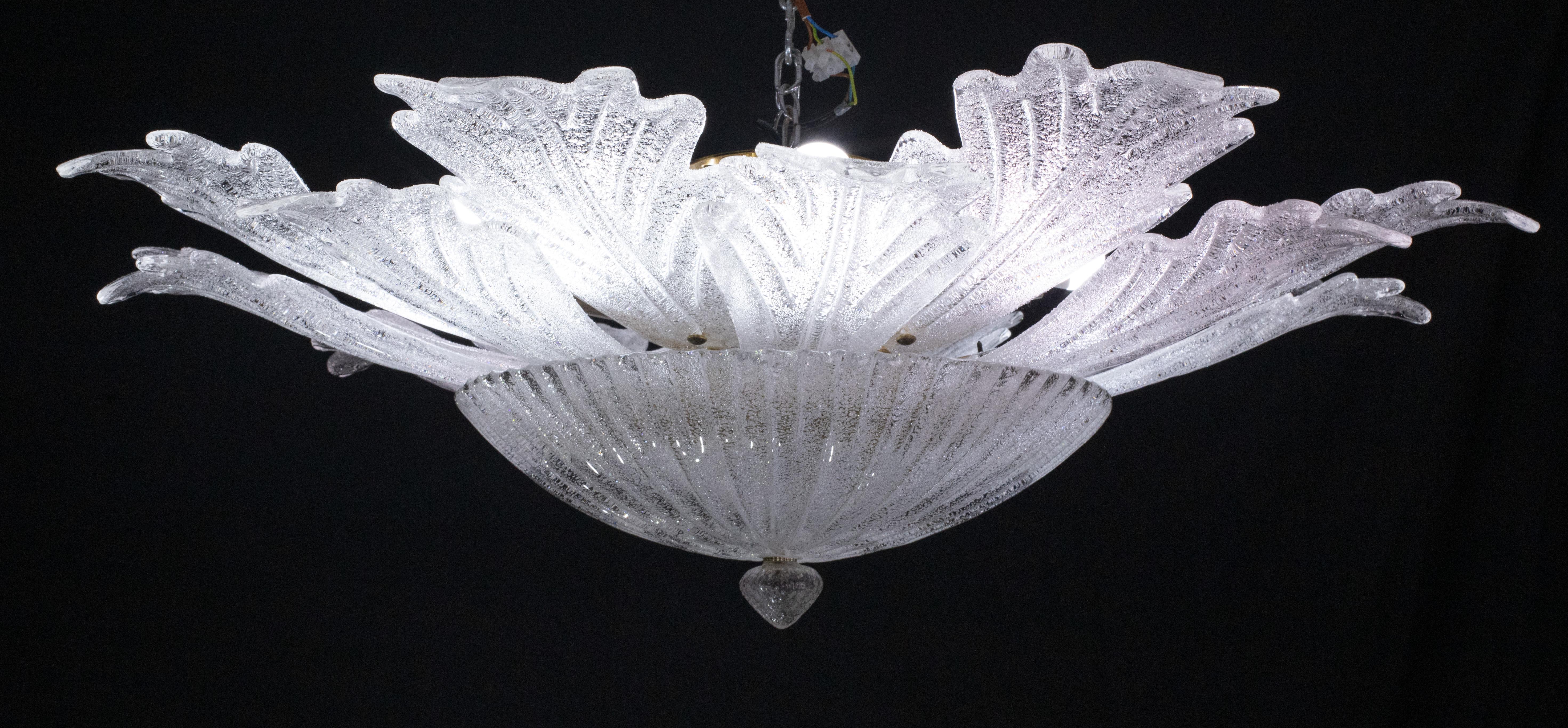 Late 20th Century Capri, Extra Large Big Size Vintage Murano Trasparent Glass Ceiling Light