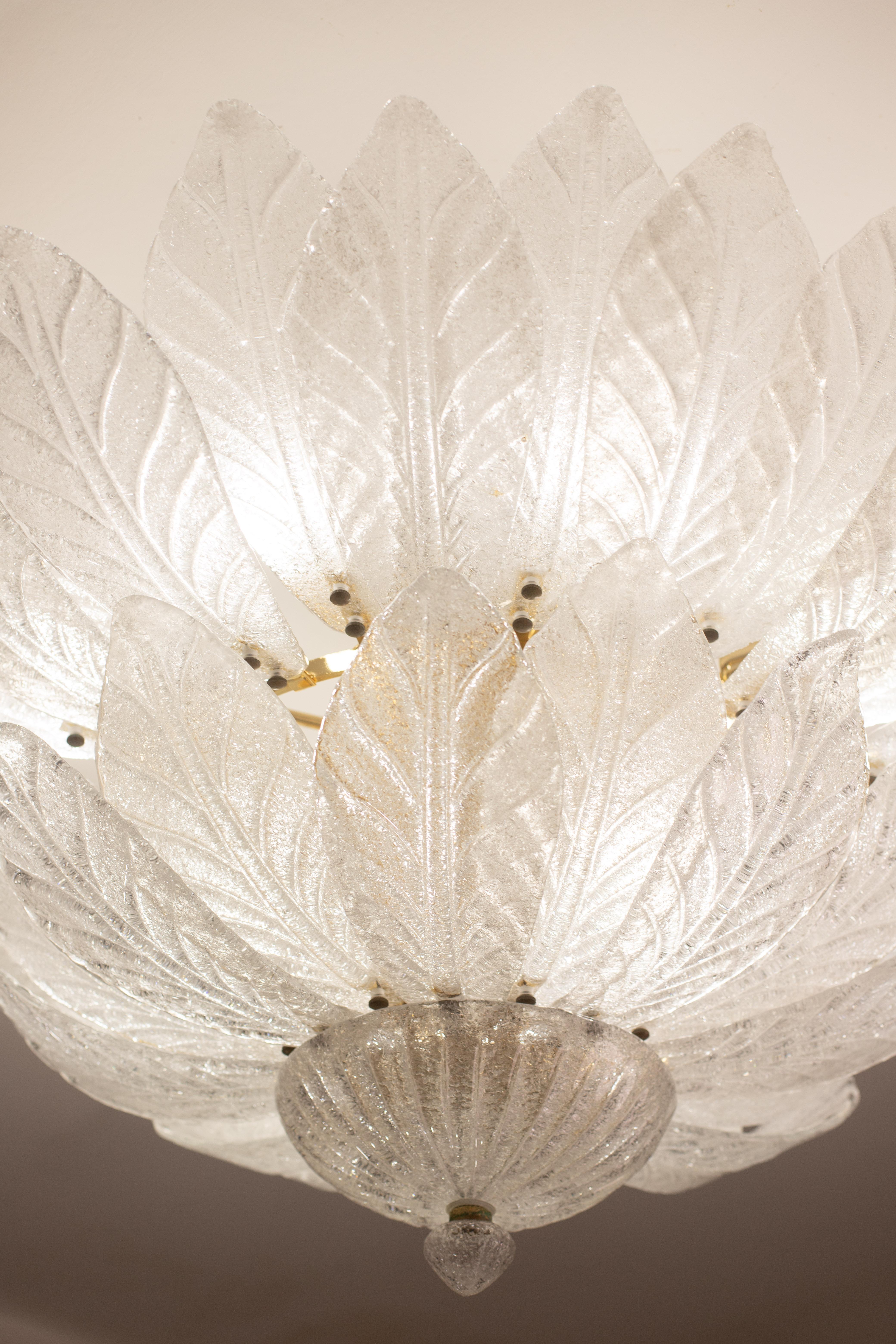 Murano Glass Capri, Extra Large Big Size Vintage Murano Trasparent Glass Ceiling Light For Sale