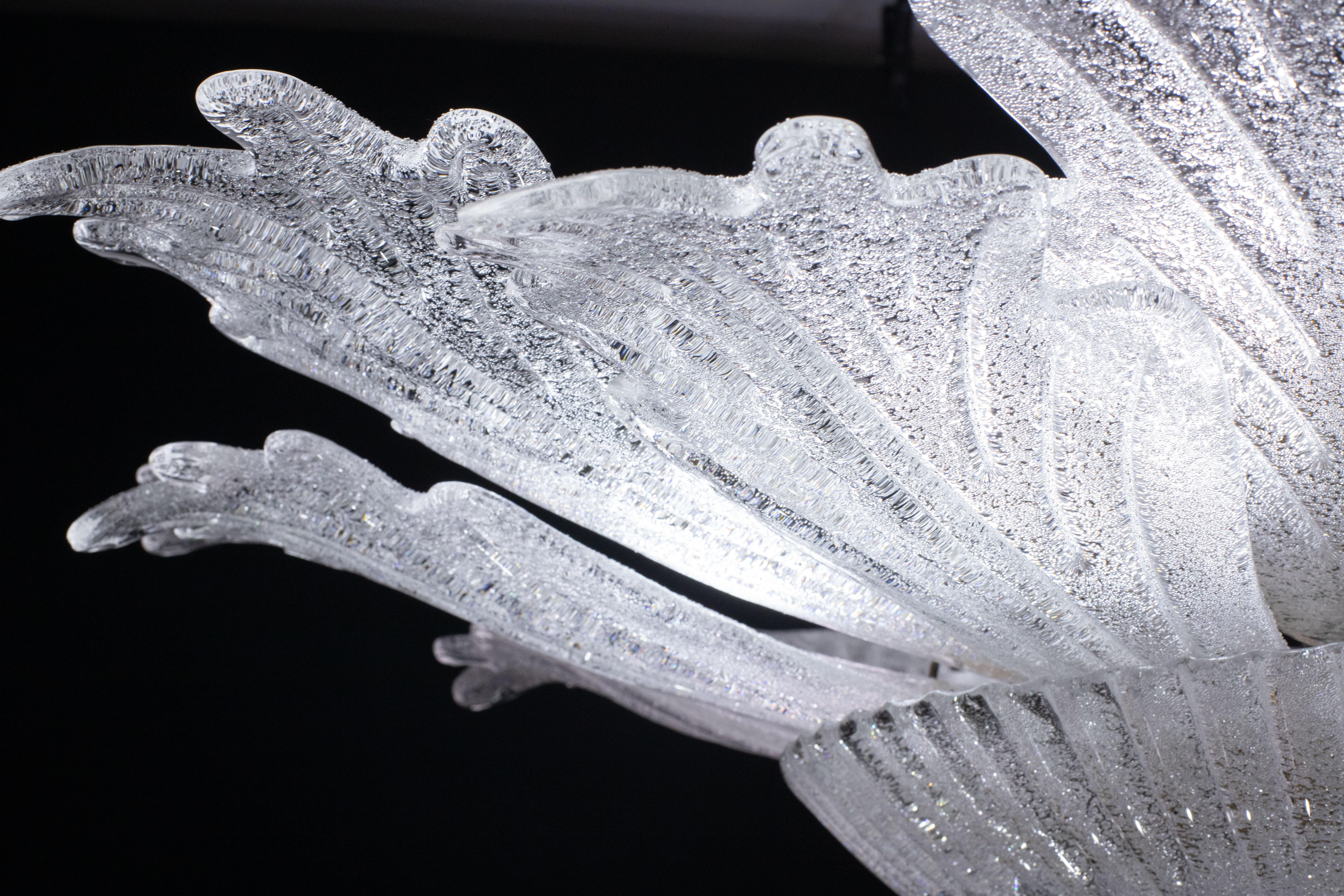 Murano Glass Capri, Extra Large Big Size Vintage Murano Trasparent Glass Ceiling Light