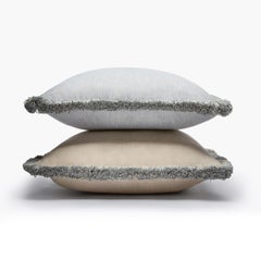 Capri Linen Pillow Beige with Multicolor Fringes