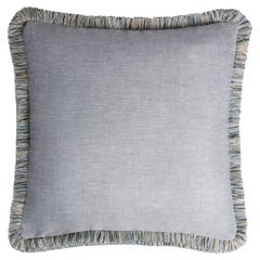 Capri Linen Pillow Grey with Multicolor Fringes