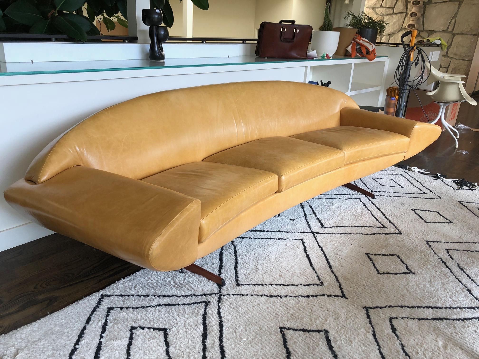 Capri Sofa by Johannes Andersen in Caramel Leather  In Excellent Condition In Salt Lake City, UT