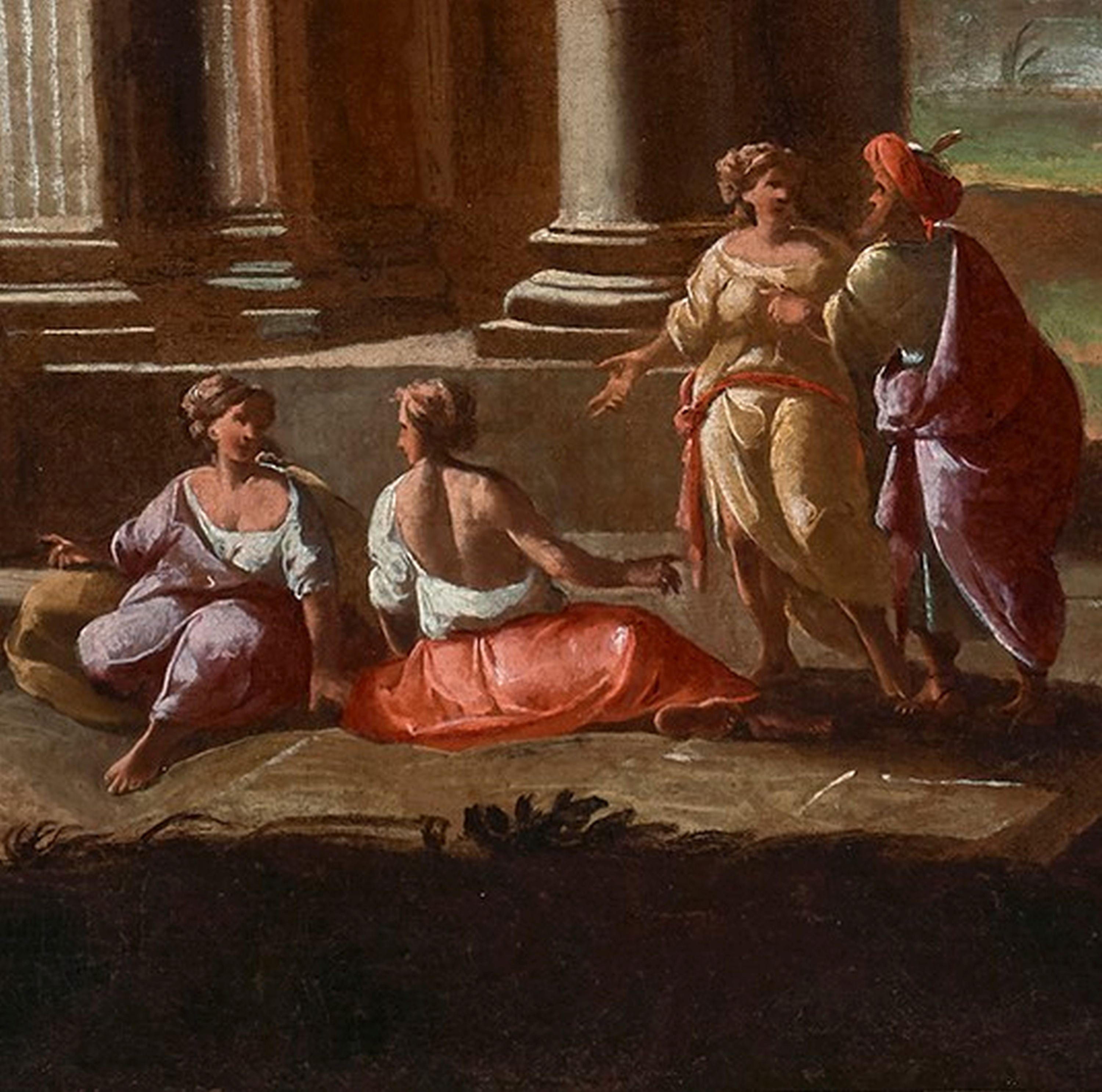 Italian Capriccio, Carlieri 18th Century Oil on Canvas Architectural Capriccio Painting