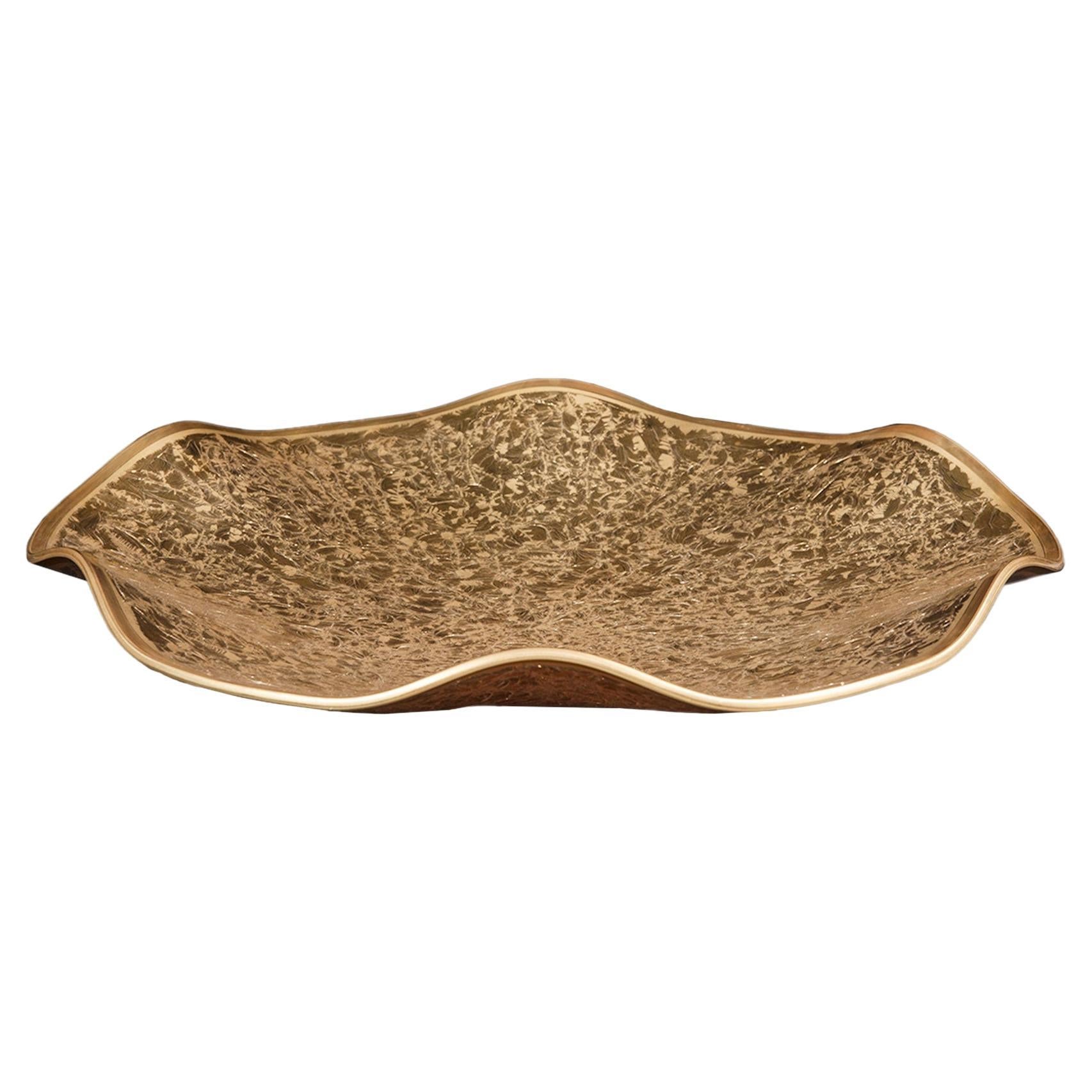 Capriccio Centerpiece Bowl in Gold by Vetrerie Di Empoli For Sale