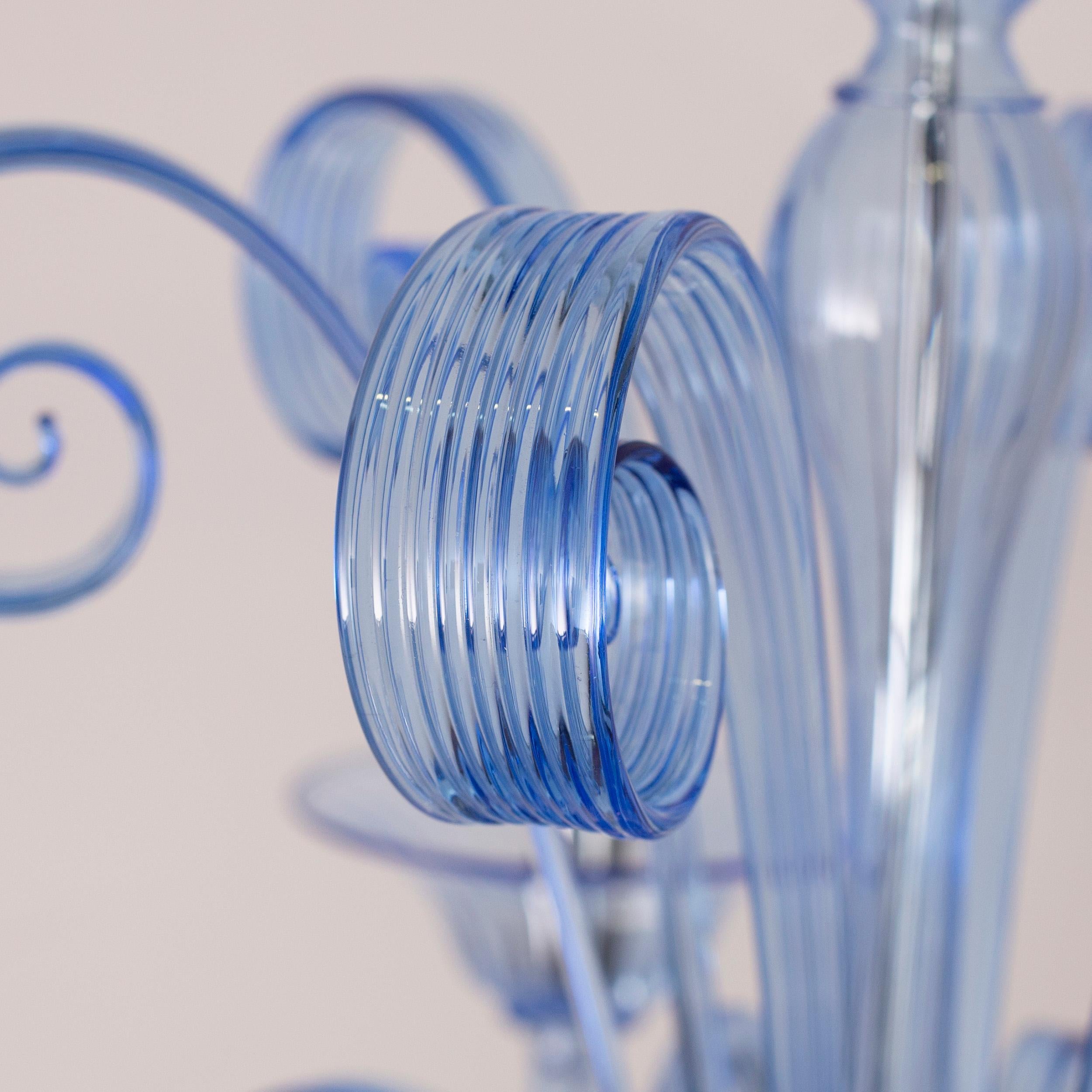 Capriccio Kronleuchter 5 Arme Blau Artistic Murano Glas von Multiforme (Sonstiges) im Angebot
