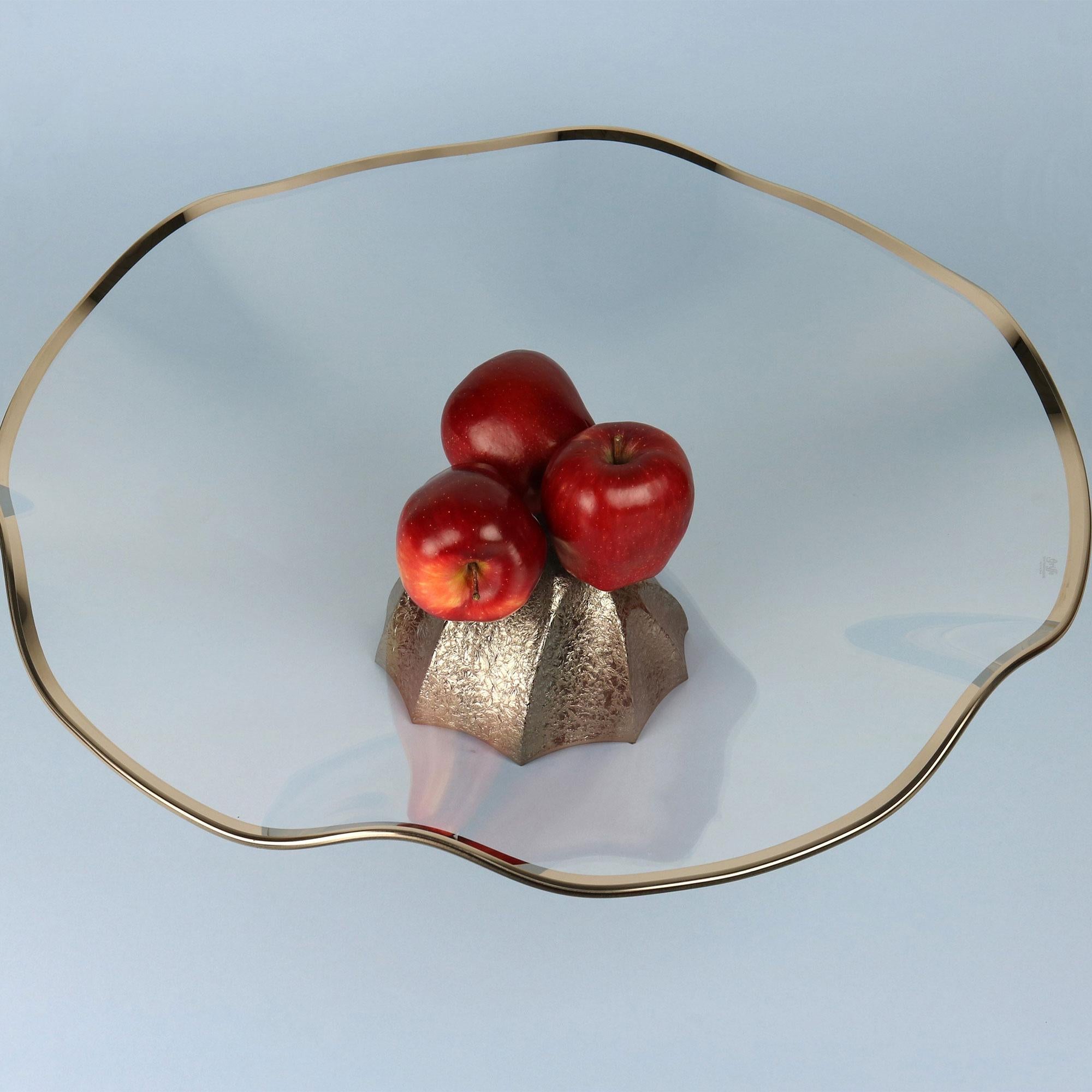 Modern Capriccio Large Glass Winding Bowl in Gold by Vetrerie di Empoli For Sale