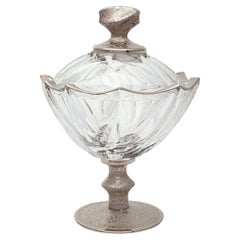 Capriccio Platinum & Crystal Footed Bowl with Lid (bol à pied en platine et cristal avec couvercle)