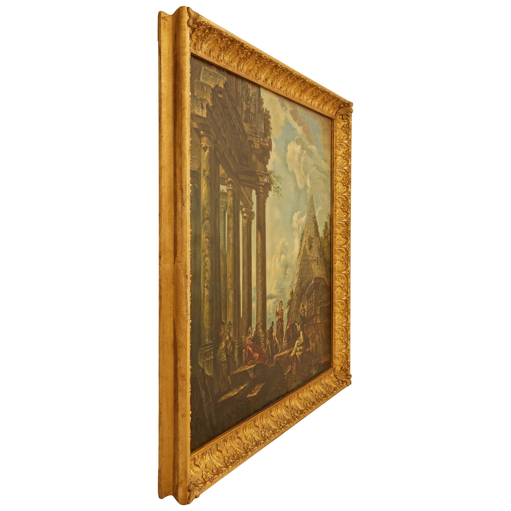Capriccio ST. Leinwandgemälde des Saturntempels und der Pyramide des Cestius (Italienisch) im Angebot