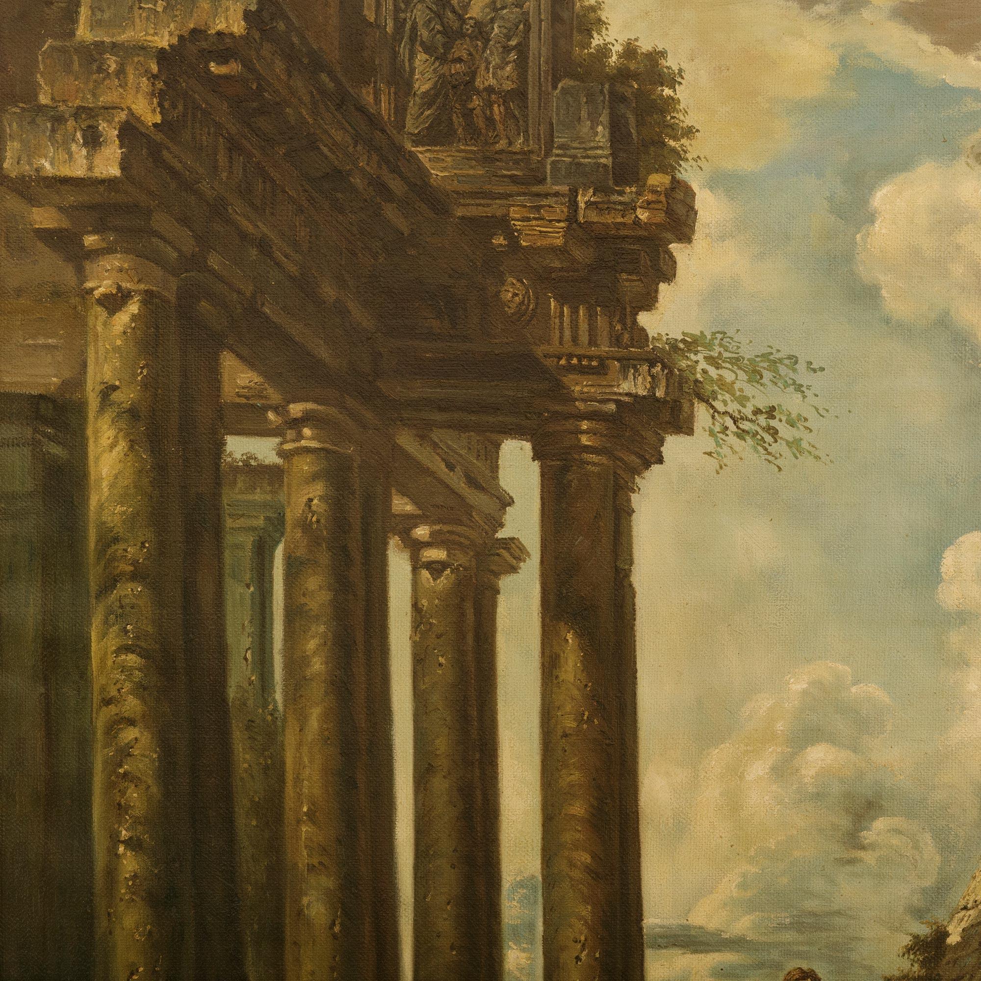 Capriccio ST. Leinwandgemälde des Saturntempels und der Pyramide des Cestius im Angebot 1