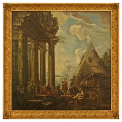 Capriccio ST. Leinwandgemälde des Saturntempels und der Pyramide des Cestius