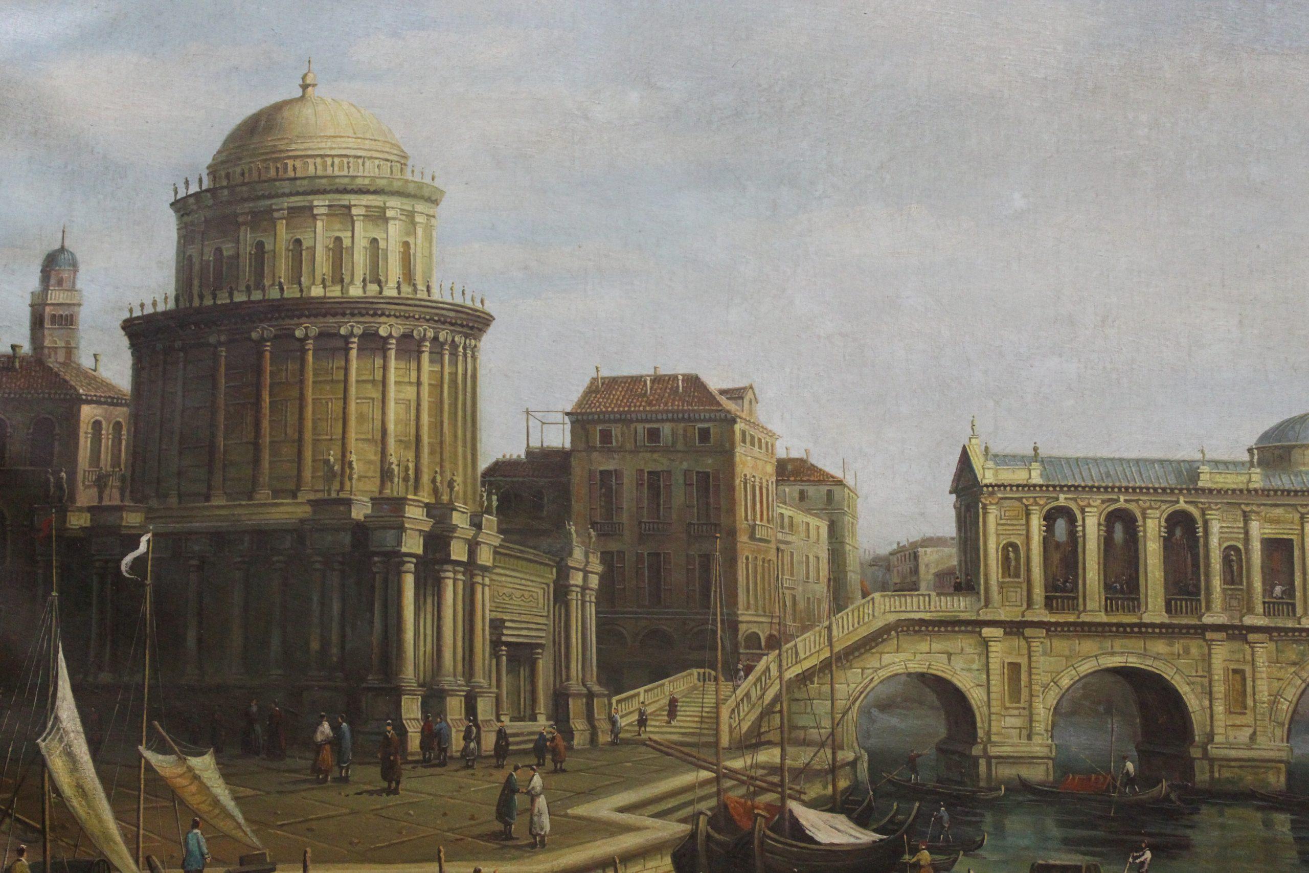italien Capriccio avec pont imaginaire au-dessus du Grand Canal en vente