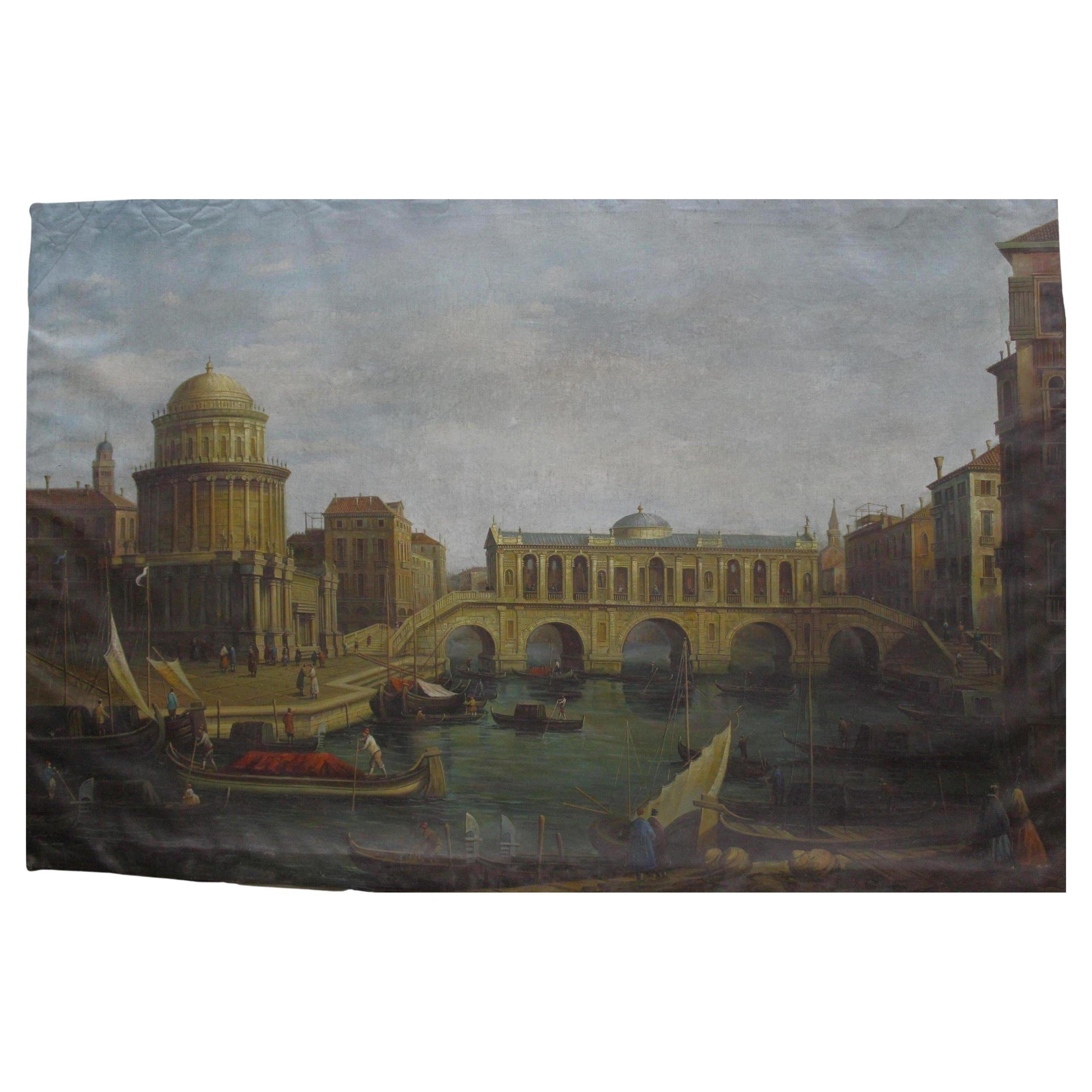 Capriccio avec pont imaginaire au-dessus du Grand Canal en vente