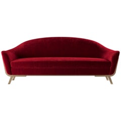 Caprice Sofa with Velvet, Wood and Polished Brass