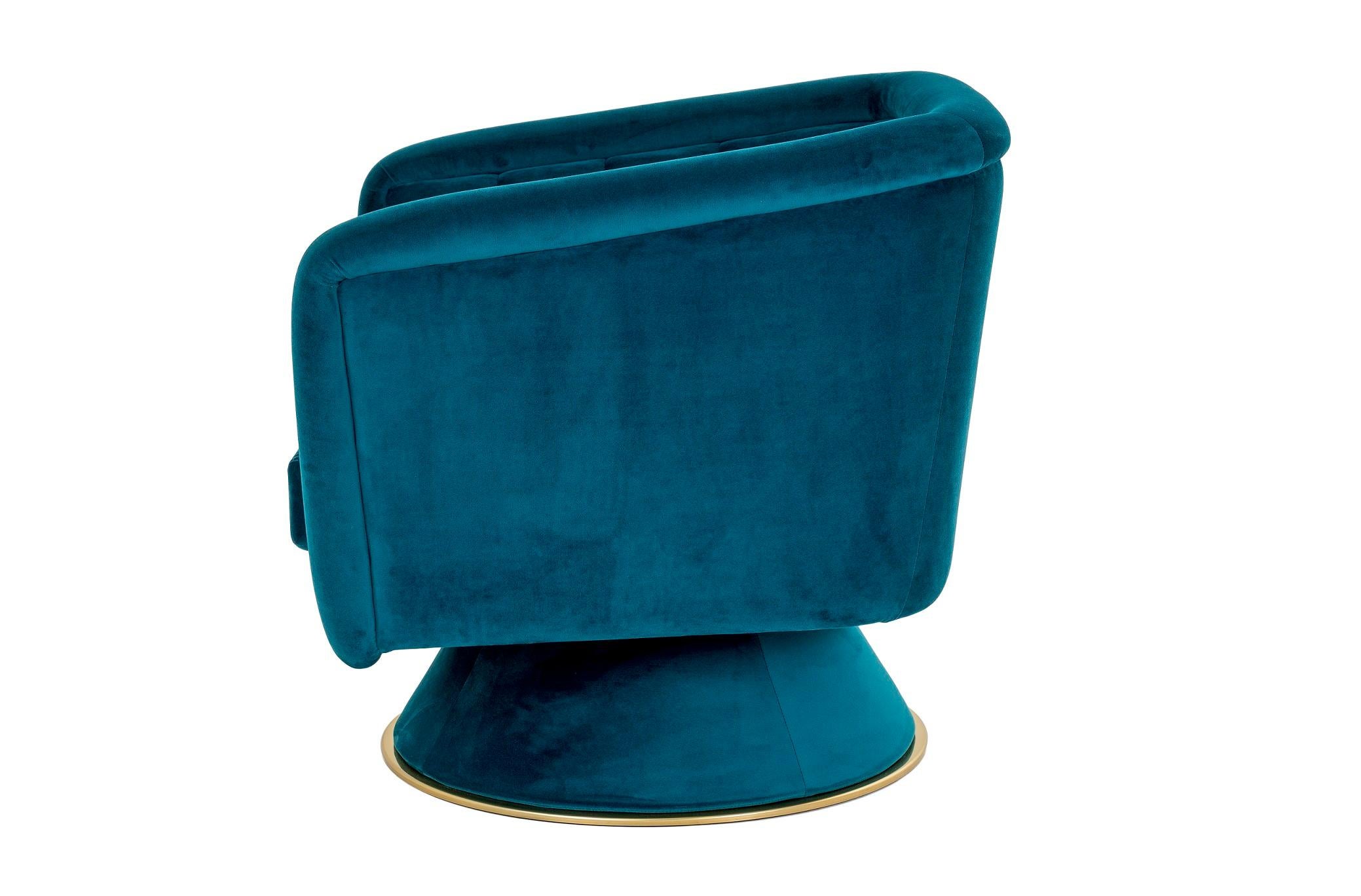 blue velvet swivel armchair