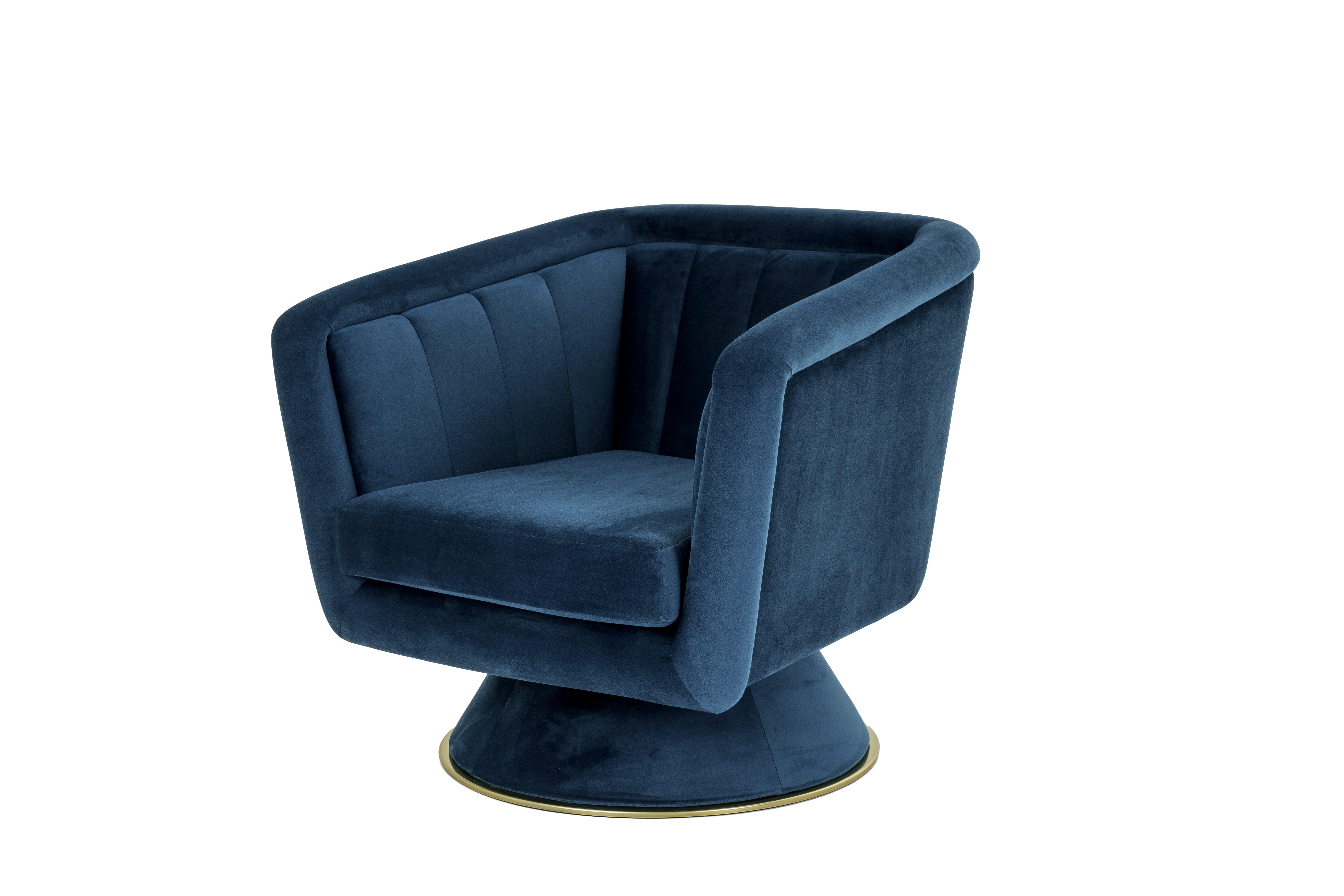Portuguese CAPRICE Swivel Armchair with two fabrics For Sale