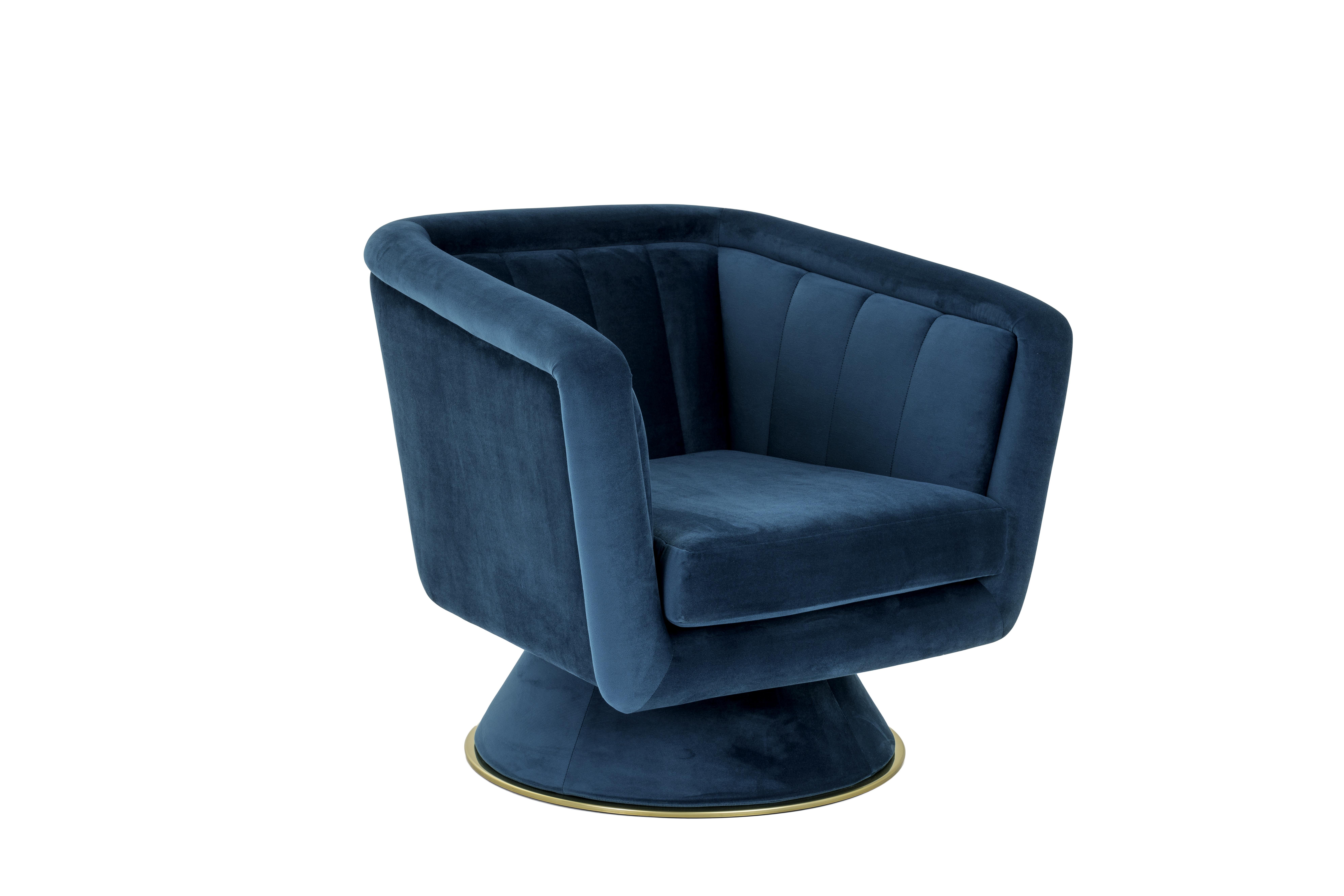 CAPRICE Swivel Armchair with two fabrics In New Condition For Sale In Frazão, Porto