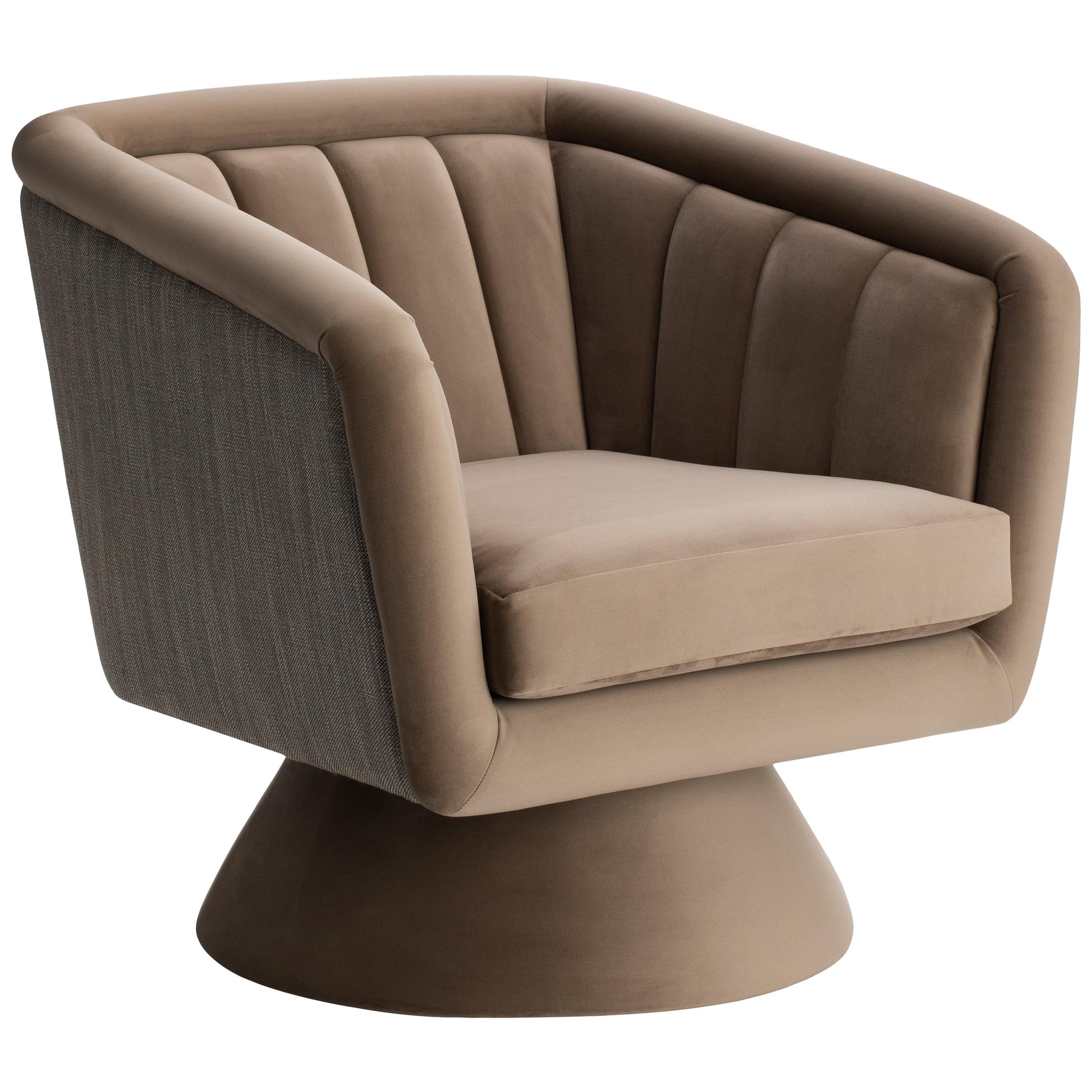 CAPRICE Swivel Armchair with two fabrics For Sale
