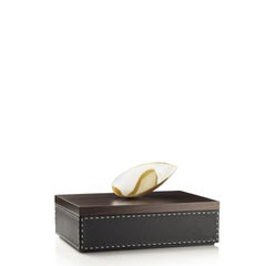 Capricia Box in Pebbled Leather with Handle in Corno Italiano, Mod. 4477