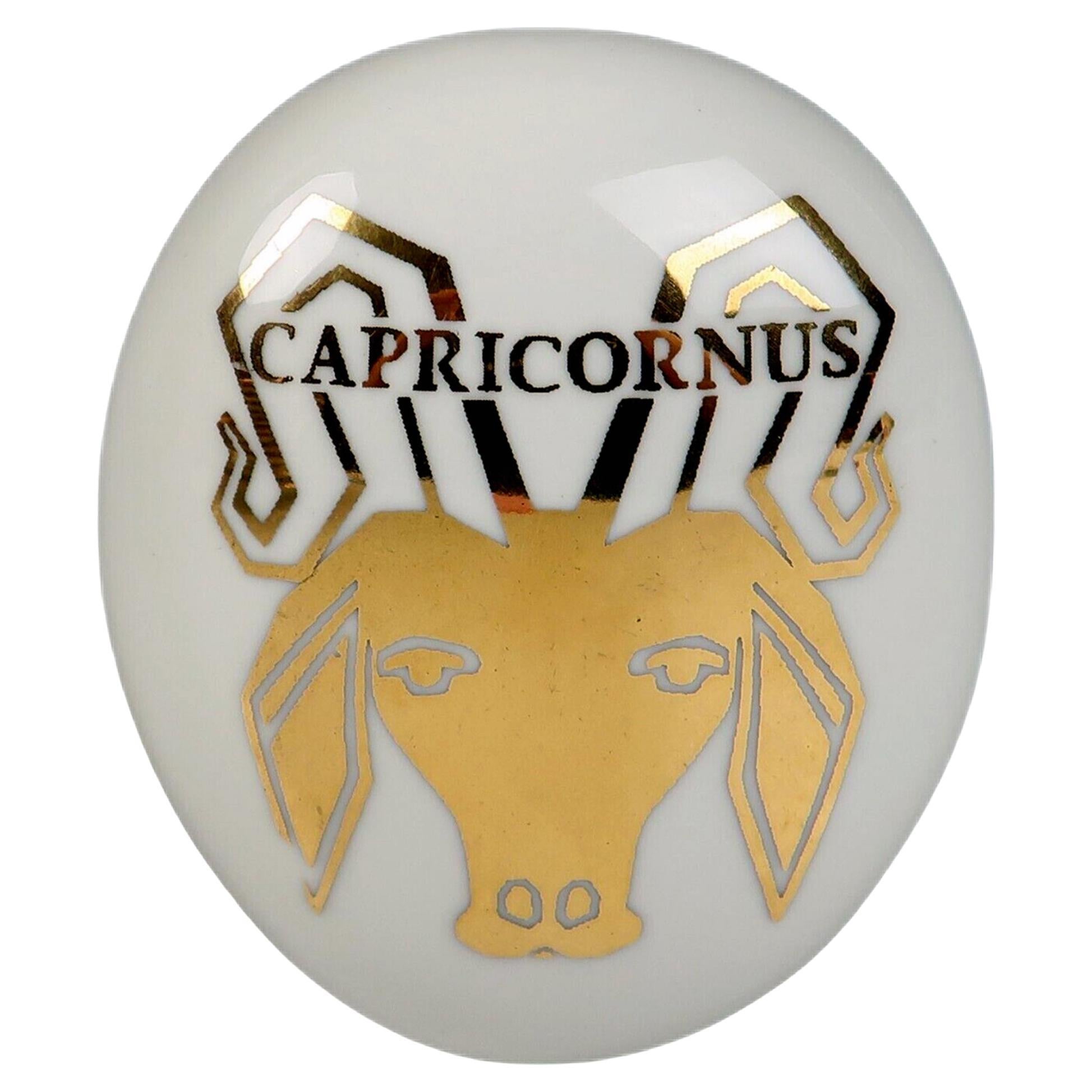 Capricorn Astrological Sign - Piero Fornasetti Ceramic Zodiac Paperweight For Sale