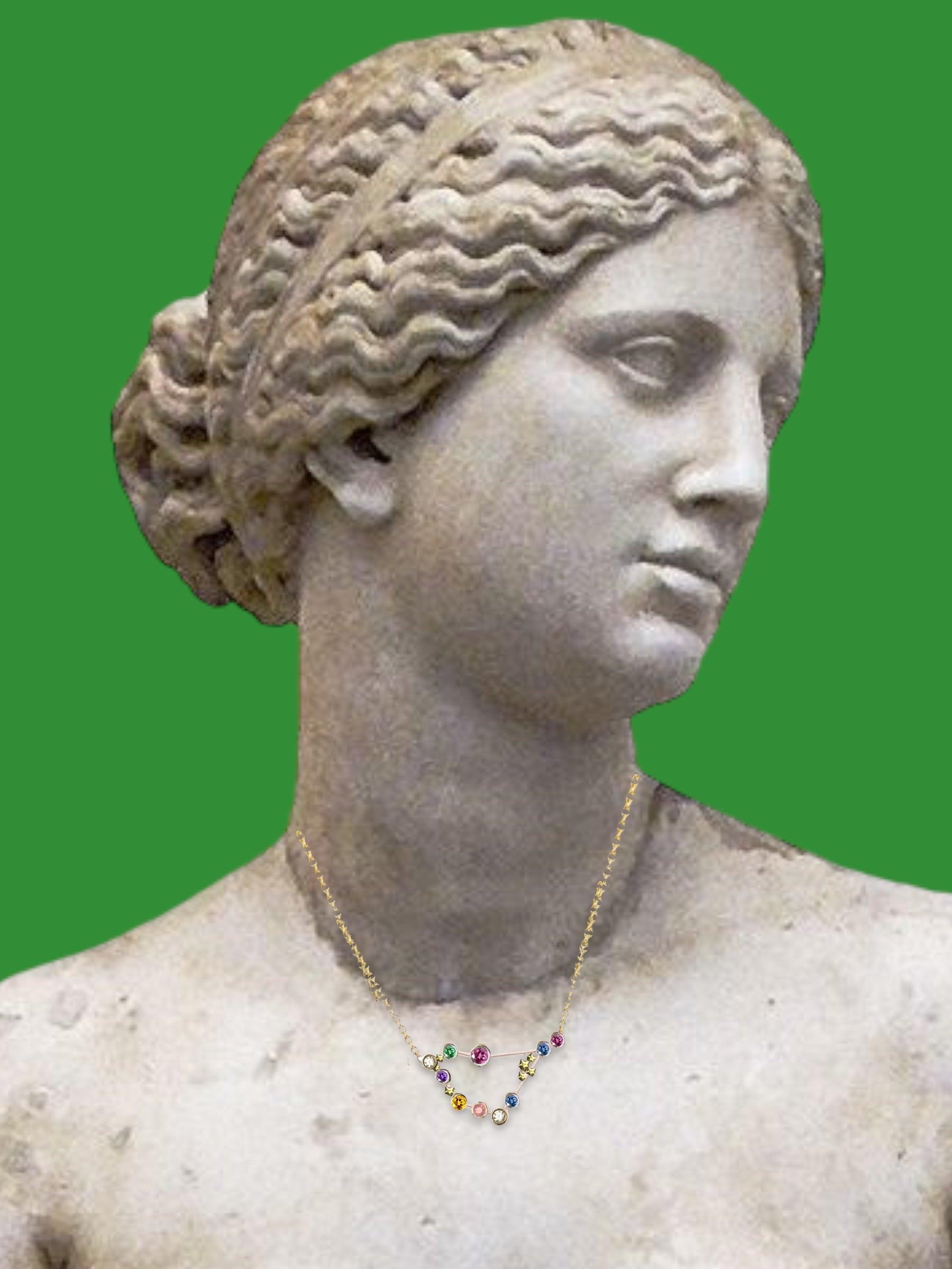 December 22 - January 19

A beautiful Capricorn constellation necklace using multicolored Sapphires and Diamonds.

This necklace makes a wonderful personalized gift.

Whether it is a birthday, Christmas gift, valentines day or a push gift. Women who