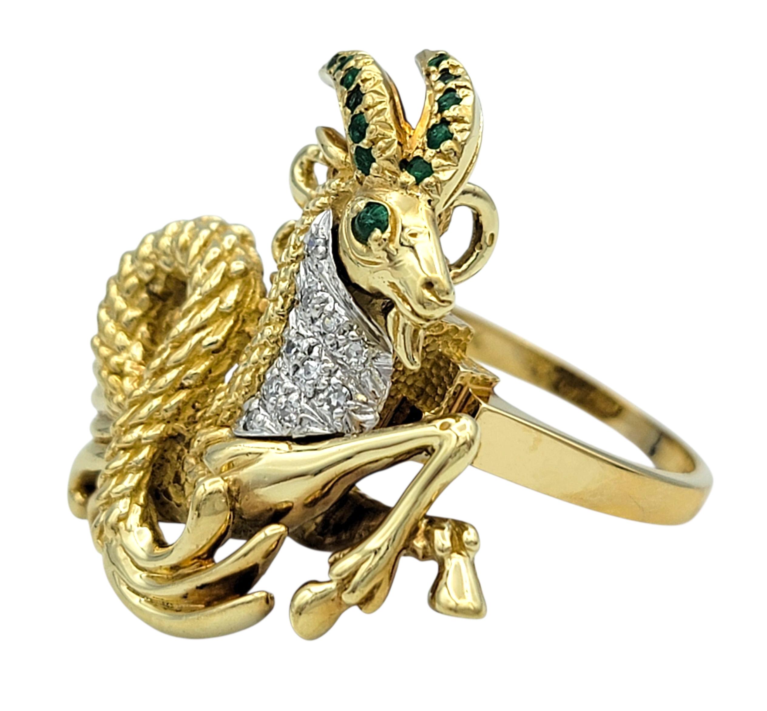 Contemporaneo Anello / Spilla convertibile Capricorno Sea Goat in oro giallo 18 carati lucido in vendita