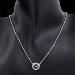 Capricorn Zodiac Cameo Diamond Halo Pendant Necklace 14 Karat White Gold
