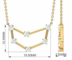 Capricorn Zodiac Pendant Necklace in 14k Solid Gold