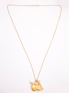 Capricorn Zodiac Pendant in Silver, 24k Gold Plating & Emerald With Silver Chain