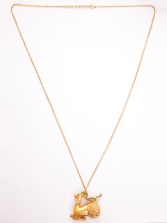 Capricorn Zodiac Pendant in Silver, 24k Gold Plating & Emerald