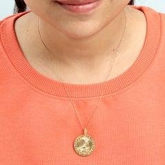 Capricorn Zodiac Pendant With Diamonds Made In 14k Yellow Gold