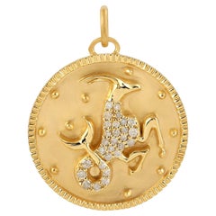 Capricorn Zodiac Pendant With Diamonds Made In 14k Yellow Gold