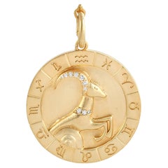 Capricorn Zodiac Pendant With Diamonds Made In 14k Yellow Gold