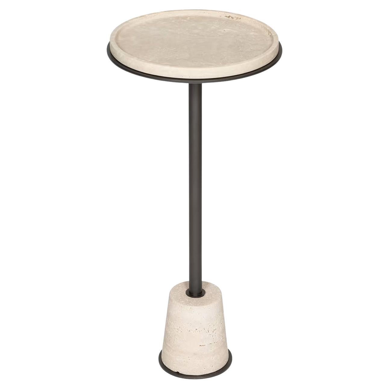 Caprio Travertine High Side Table For Sale