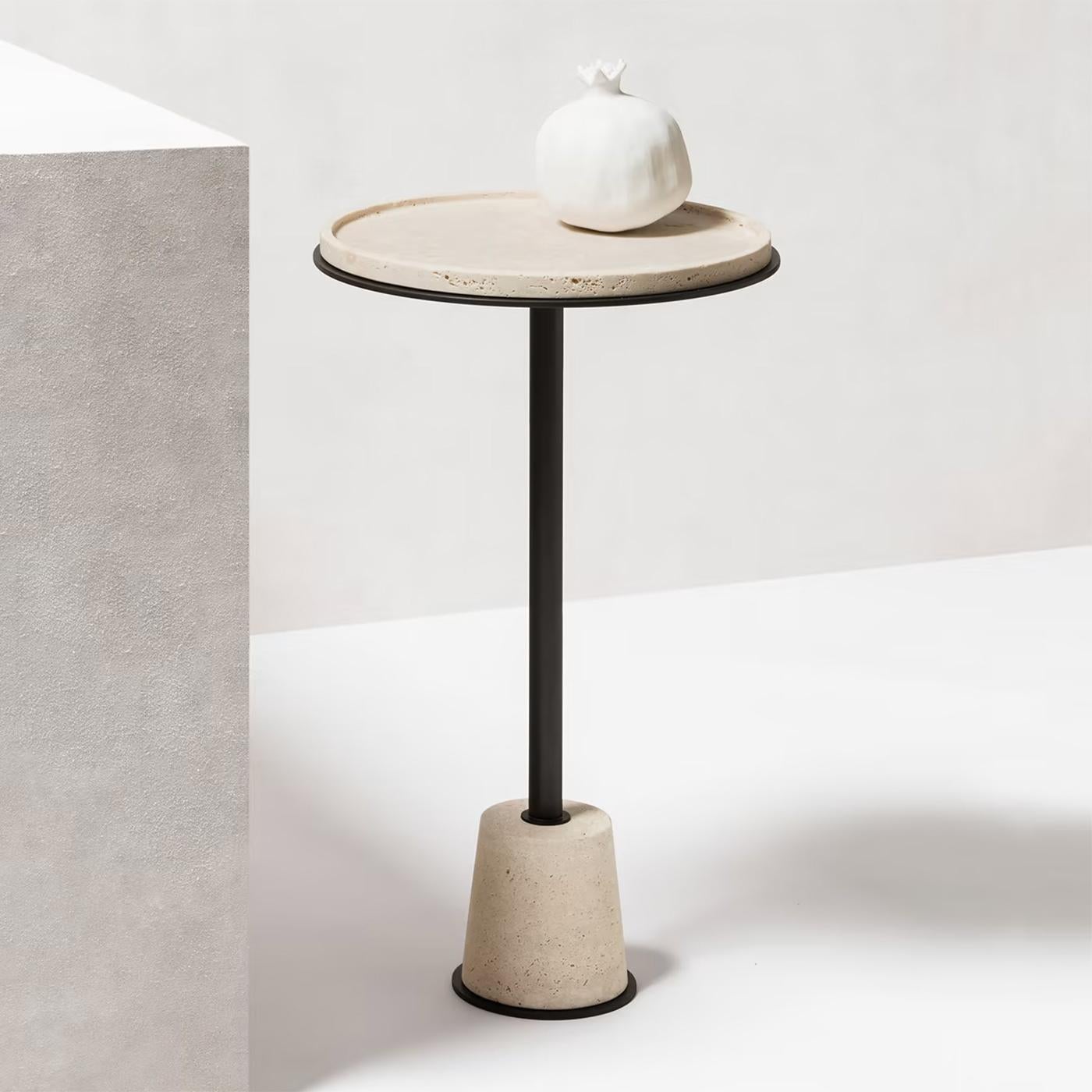 Bronzed Caprio Travertine Medium Side Table For Sale