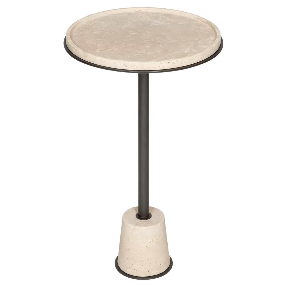 Caprio Travertine Medium Side Table For Sale