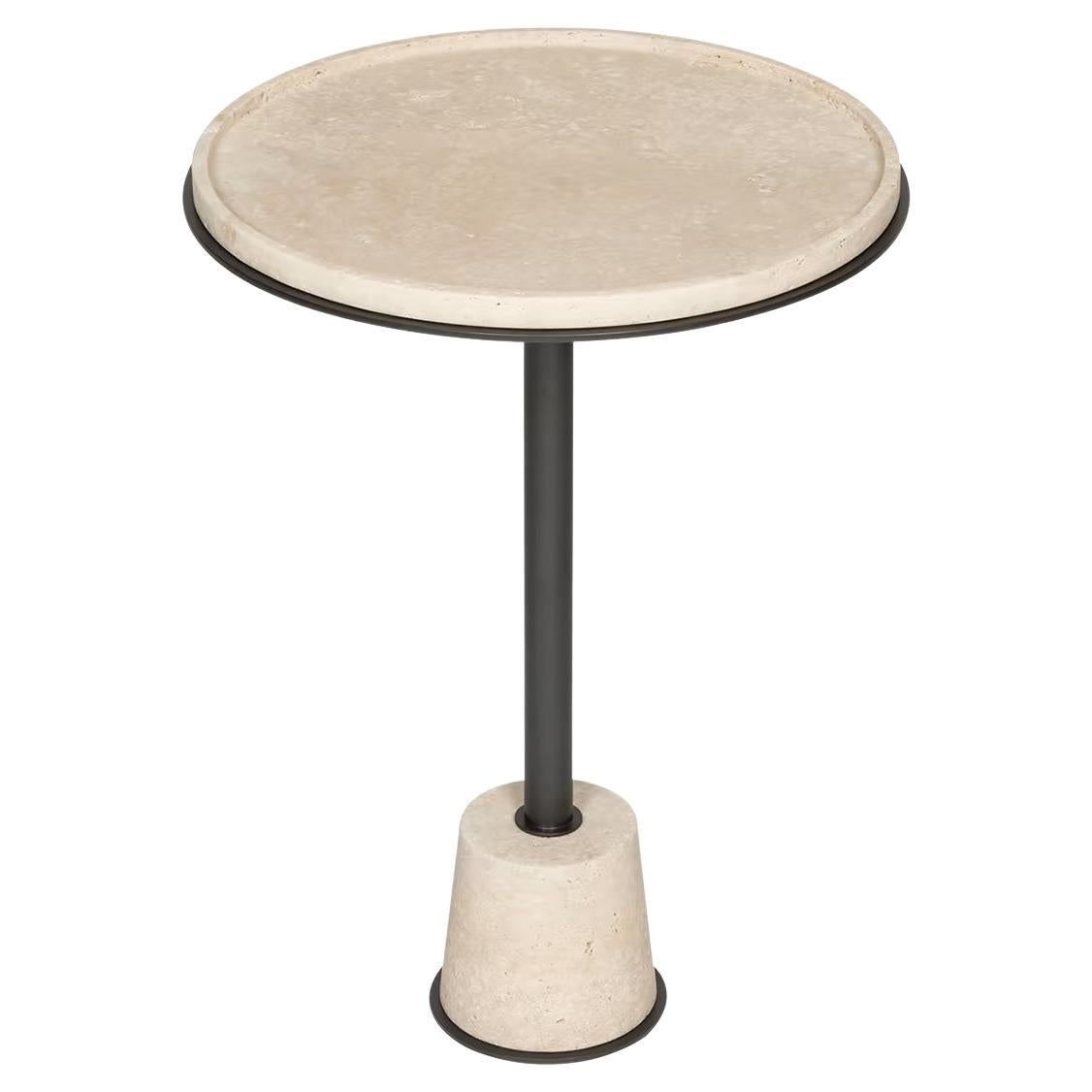Caprio Travertine Small Side Table For Sale